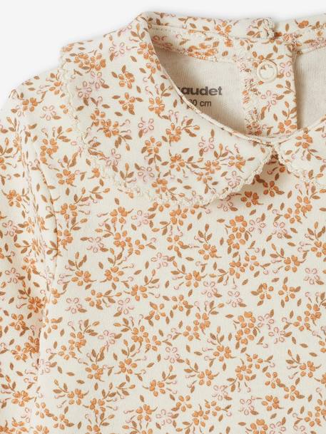 VERTBAUDET Robe En Tricot Bébé Col Tissu Fleuri - Manches Longues Confortable Et Romantique