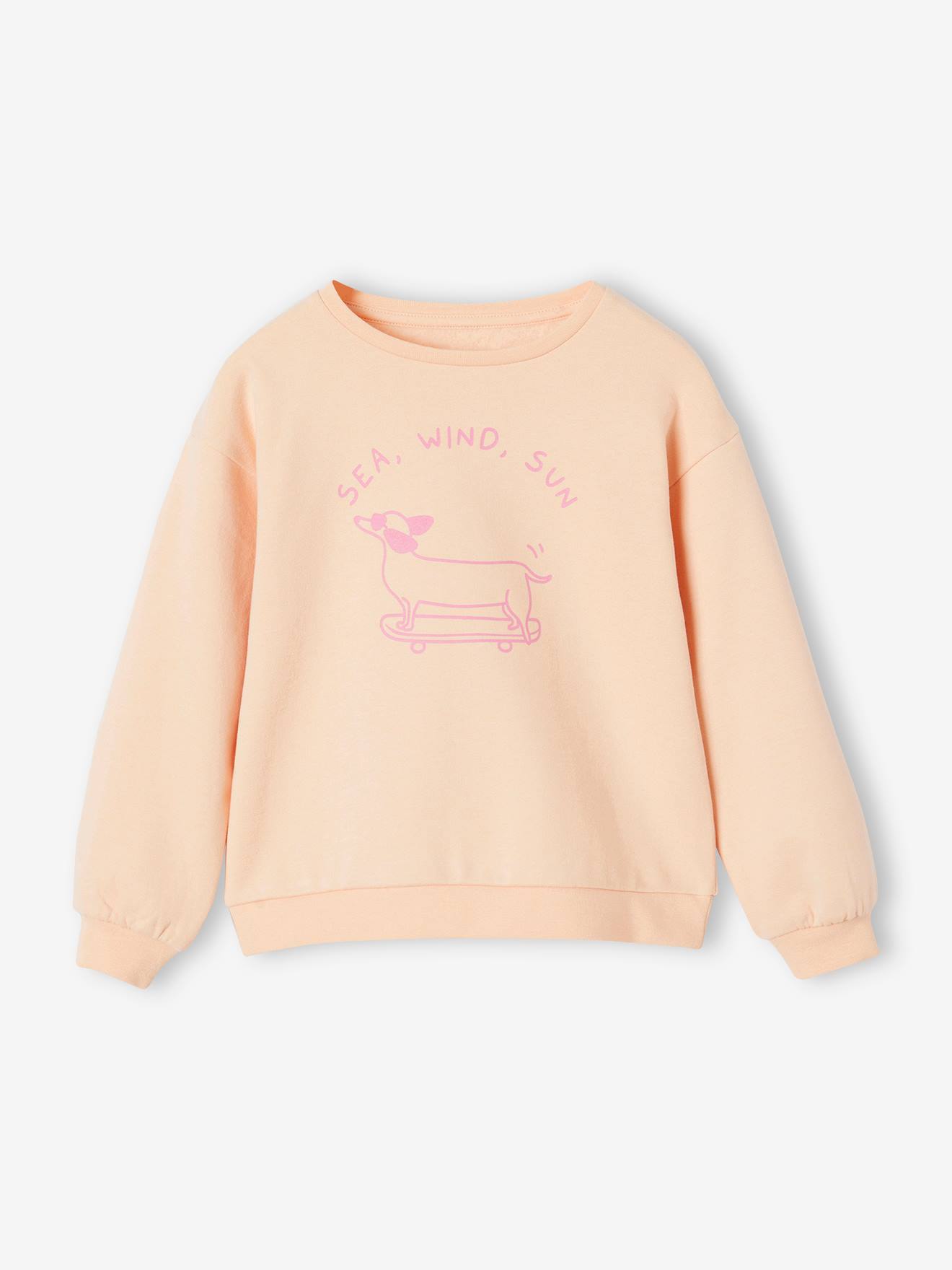 Basics Sweatshirt with Motif for Girls - apricot, Girls