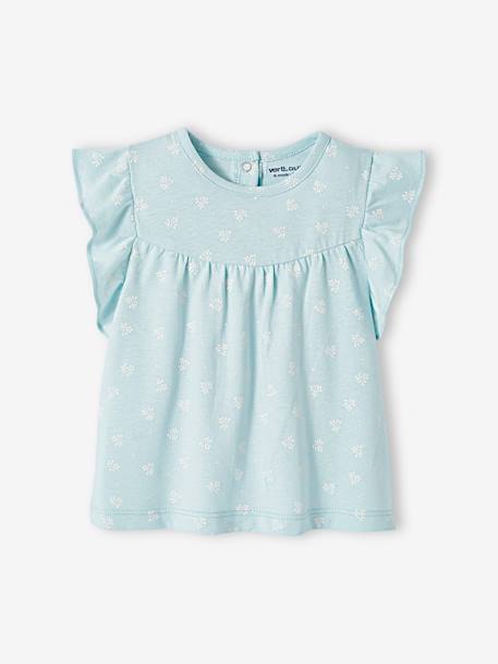 T-Shirt with Printed Flowers, for Babies Dark Blue/Print+Orange/Print+turquoise - vertbaudet enfant 