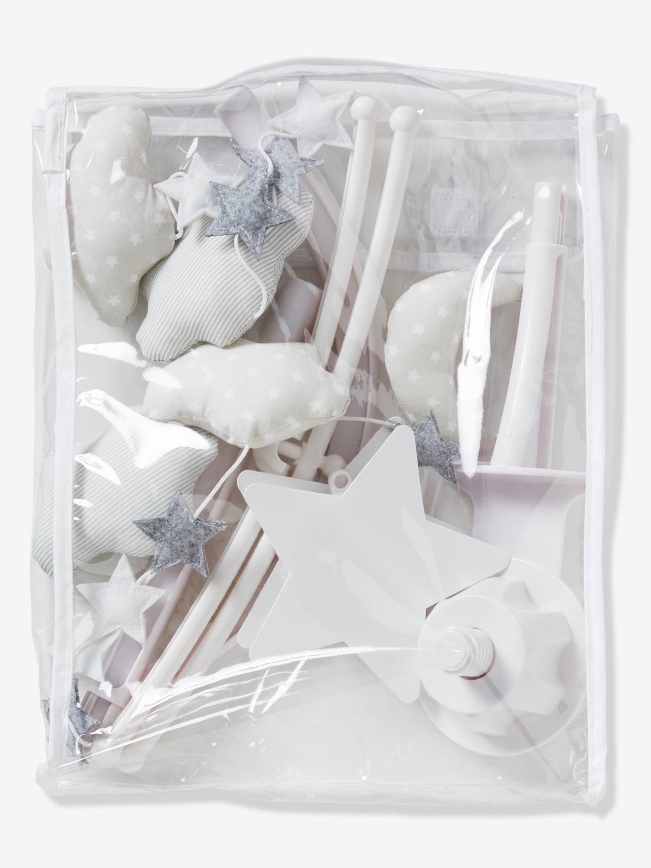 Clouds Moon Music Mobile Light Grey Print Nursery