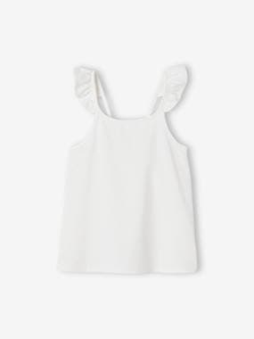 Girls-Basics Sleeveless Top with Ruffles on Straps for Girls