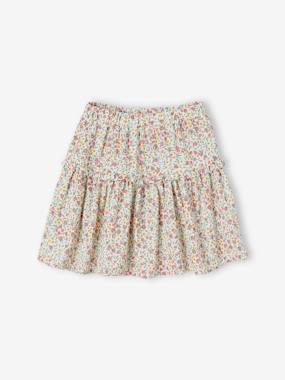 Girls-Skirts-Floral Cotton Gauze Skirt, for Girls