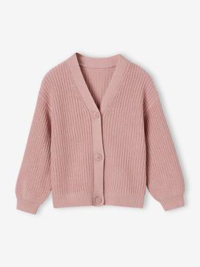 Girls-Cardigans, Jumpers & Sweatshirts-Rib Knit Cardigan for Girls