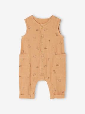 Baby-Dungarees & All-in-ones-Cotton Gauze Jumpsuit for Newborns