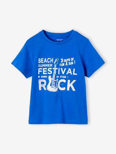 T-Shirt with Message for Boys BLUE MEDIUM SOLID WITH DESIGN+mint green+night blue+royal blue+sage green+white+yellow - vertbaudet enfant 