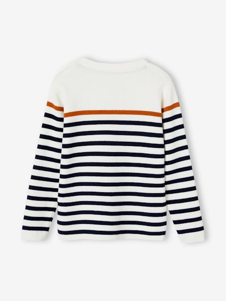 Sailor-Style Striped Jumper for Boys BROWN MEDIUM STRIPED+ecru+green+GREEN MEDIUM SOLID WITH DESIG - vertbaudet enfant 