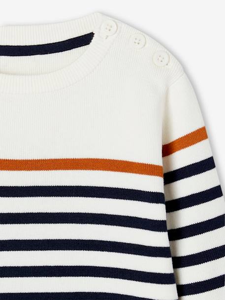 Sailor-Style Striped Jumper for Boys BROWN MEDIUM STRIPED+ecru+green+GREEN MEDIUM SOLID WITH DESIG - vertbaudet enfant 