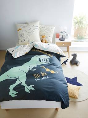 Linge de lit & Déco-Linge de lit enfant-Parure réversible housse de couette + taie d'oreiller enfant DINO RAMA