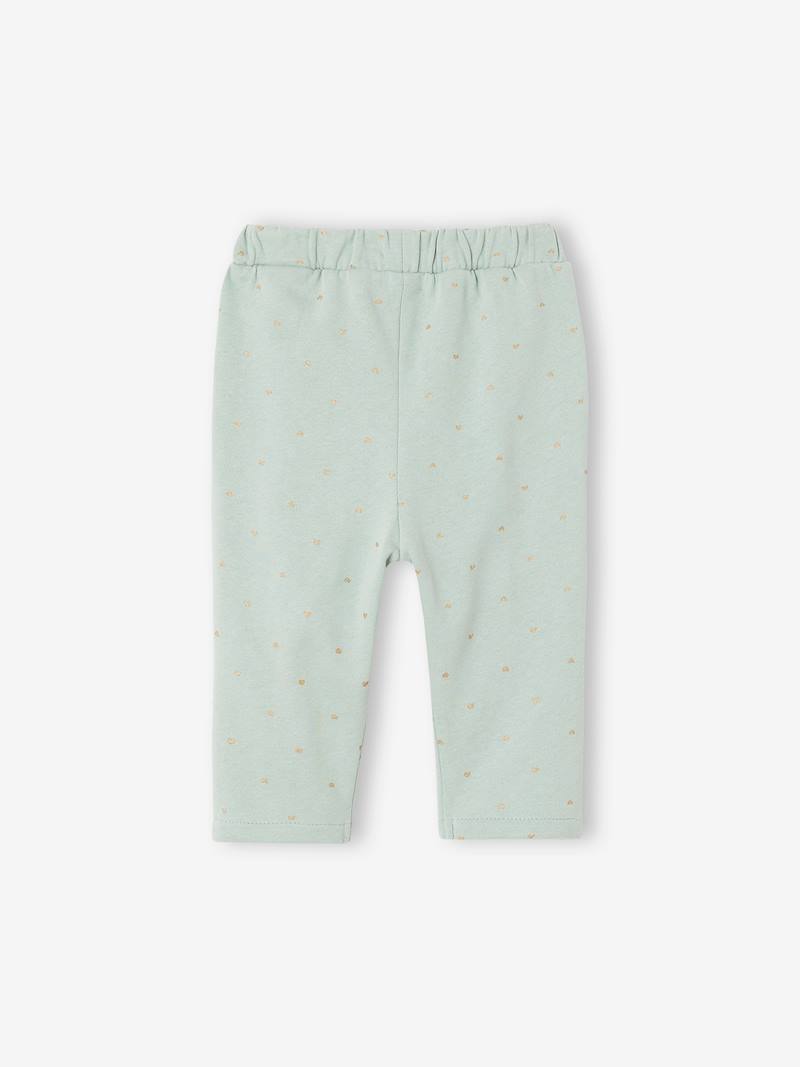 Baby Cotton Fleece Striped Pants – Green & White