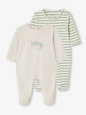 Baby-Pyjamas & Sleepsuits-Pack of 2 Sleepsuits in Interlock Fabric for Babies