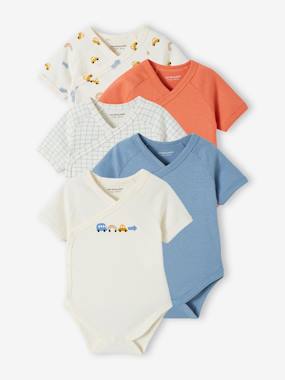 Baby-Bodysuits-Pack of 5 "Cars" Bodysuits in Organic Cotton for Newborns