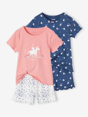 Fille-Pyjama, surpyjama-Lot de 2 pyjashorts fille licornes