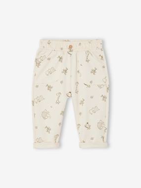 Baby-Trousers & Jeans-Printed Fleece Trousers for Babies