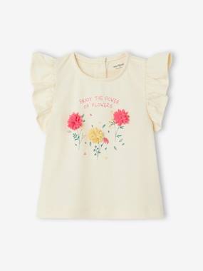 Baby-T-shirts & Roll Neck T-Shirts-T-shirts-T-Shirt with Flowers in Relief, for Babies