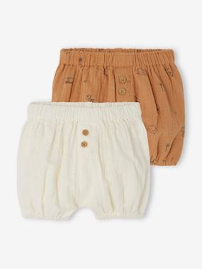 -Lot de 2 bloomers naissance en gaze de coton