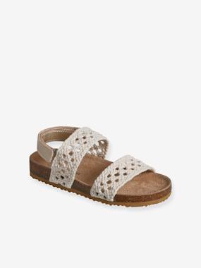 Shoes-Girls Footwear-Sandals-Sandals with Crochet-Effect Straps for Children