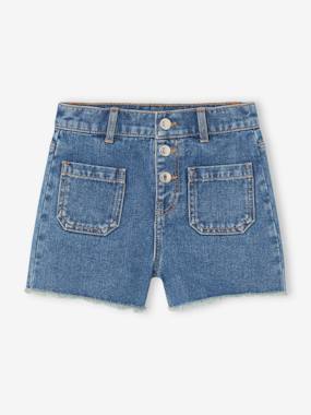 Girls-Shorts-Denim Shorts, Frayed Hems, for Girls