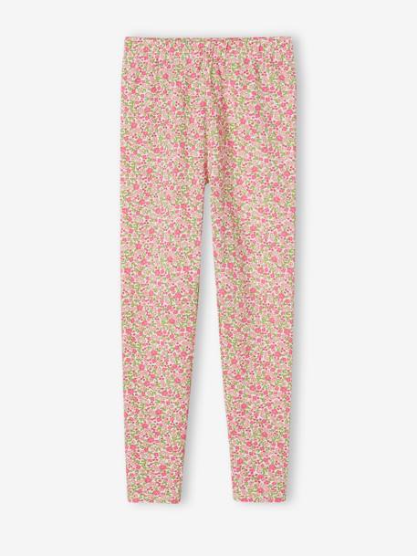 Lot de 2 leggings fille anthracite+beige+écru+rose poudré+vert émeraude+vert sauge - vertbaudet enfant 