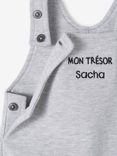 Ensemble bébé T-shirt et salopette en molleton personnalisable caramel+gris chiné - vertbaudet enfant 