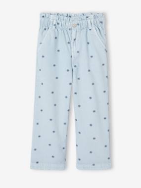 Girls-Trousers-Floral Wide Leg Paperbag Trousers for Girls