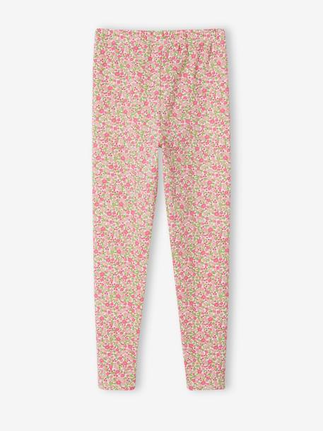 Lot de 2 leggings fille anthracite+beige+écru+rose poudré+vert émeraude+vert sauge - vertbaudet enfant 