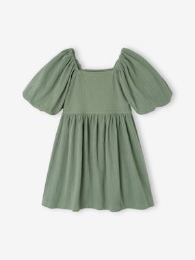 Girls-Dresses-Occasion Wear Dress in Relief Fabric with Smocking for Girls