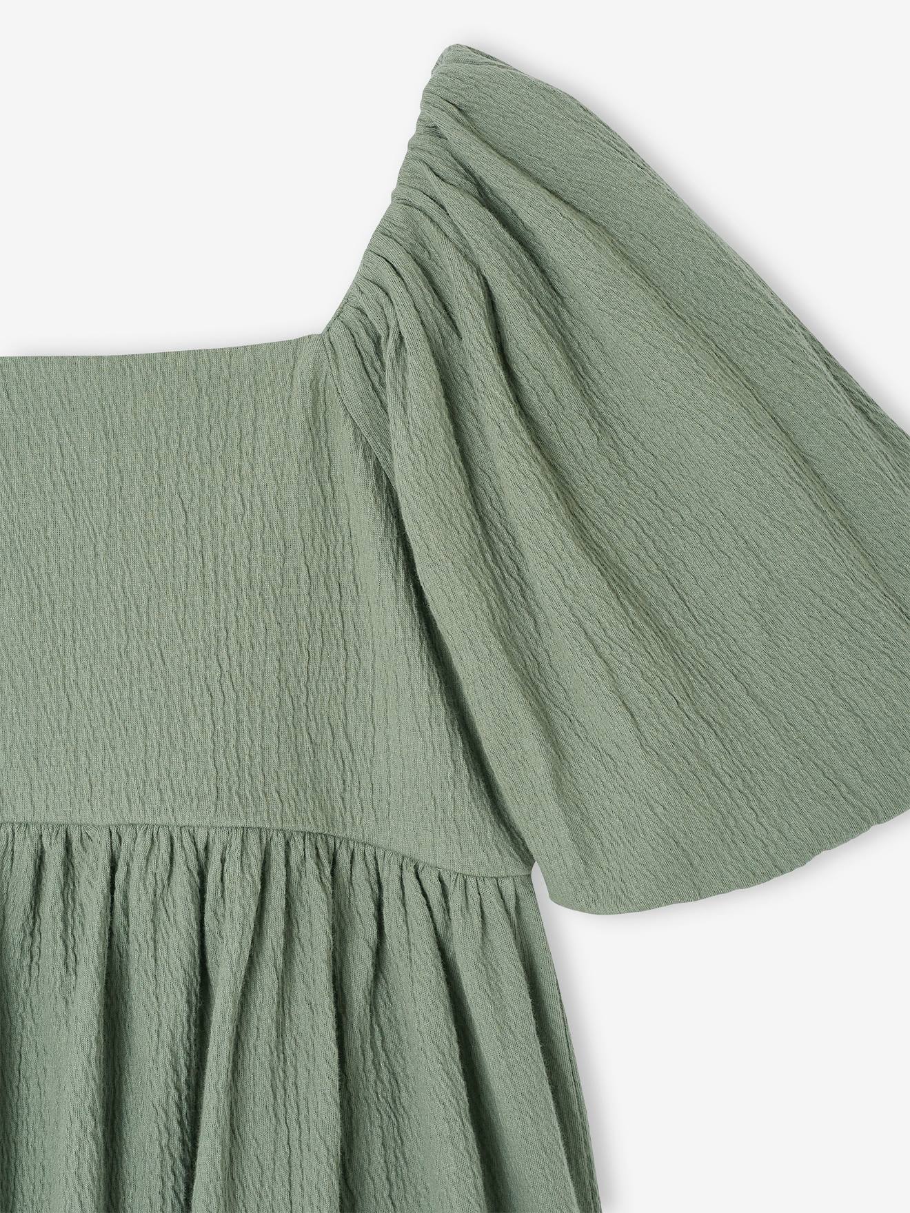 sage green smock dress SAGE GREEN SMOCKED MIDI DRESS L