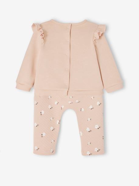 Ensemble bébé sweat et pantalon argile+écru+gris chiné+rose nude - vertbaudet enfant 