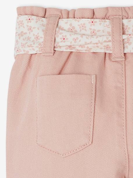 Paperbag Trousers with Belt, for Babies cappuccino+ecru+lichen+pale pink - vertbaudet enfant 