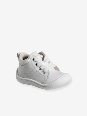 Shoes-Baby Footwear-Pram Shoes in Soft Leather, with Laces, for Babies, Designed for Crawling