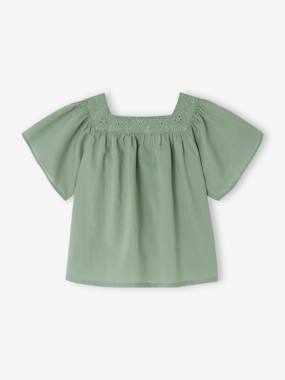 -Blouse encolure carrée en broderie anglaise bébé