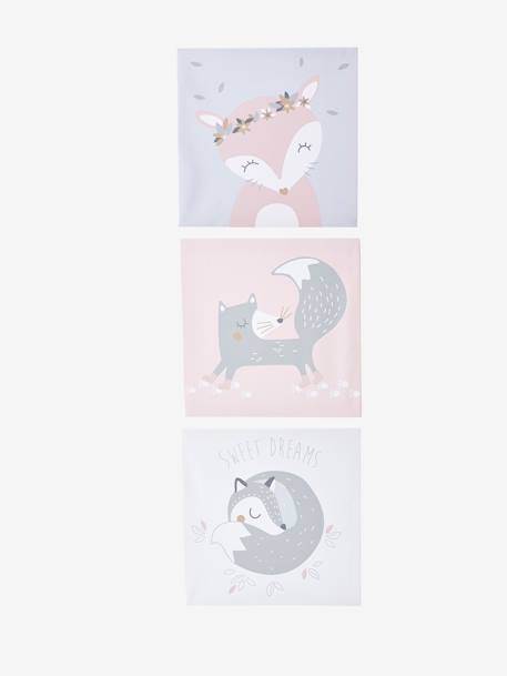 Lot de 3 toiles Loup des neiges Multicolore - vertbaudet enfant 