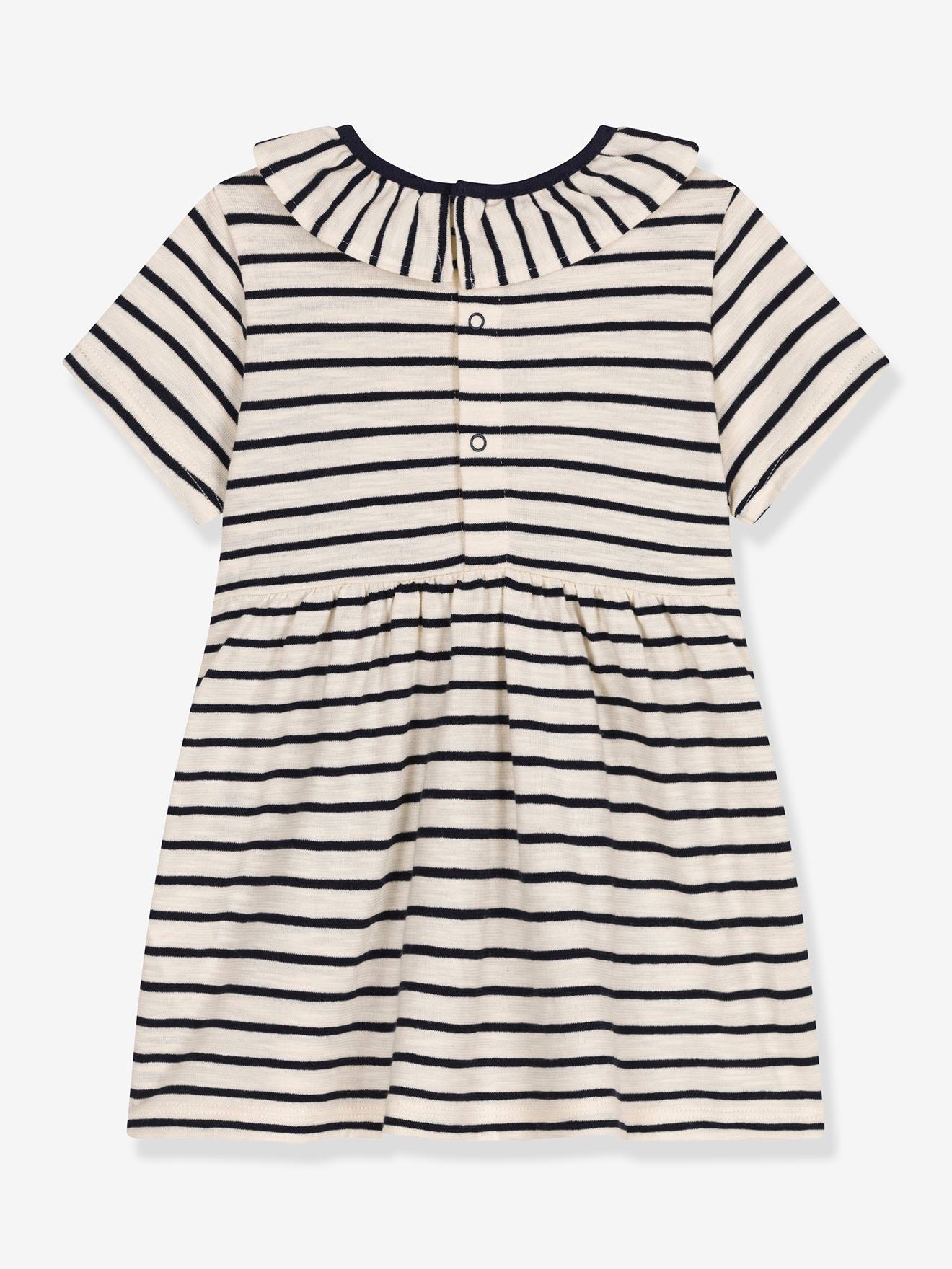 Striped Dress for Babies by PETIT BATEAU marl beige Baby