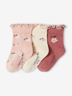 -Lot de 3 paires de chaussettes "fleurs" bébé fille