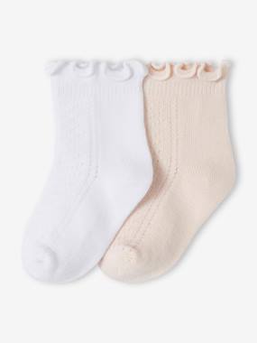 Bébé-Chaussettes, Collants-Lot de 2 paires de chaussettes cérémonie bébé fille