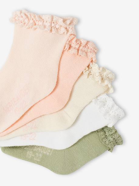 Lot de 5 paires de mi-chaussette bébé fille argile+pêche - vertbaudet enfant 