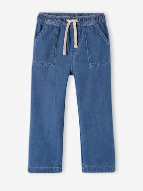 Girls-Jeans-Loose-Fitting Straight Leg Jeans for Girls, Easy to Put On