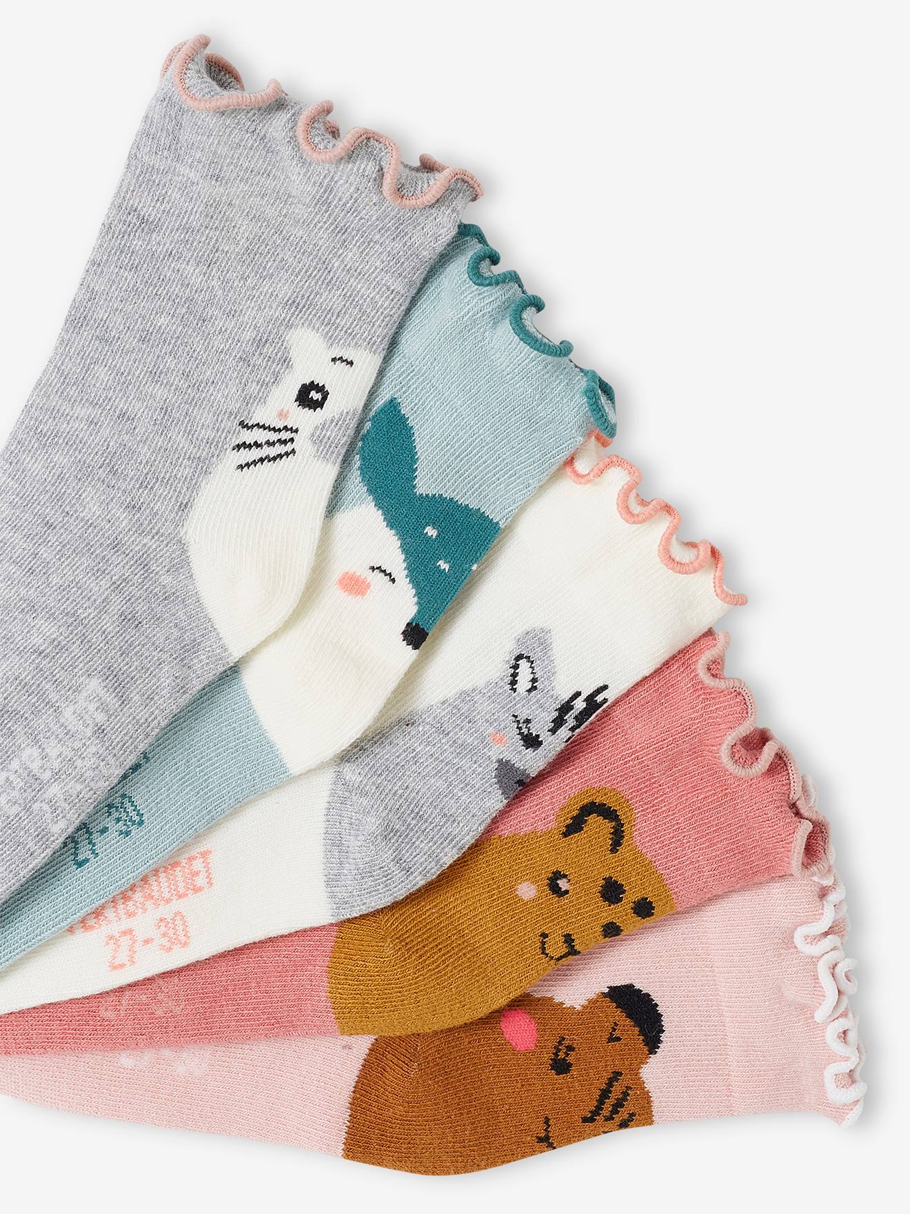 Lot De 5 Paires Chaussettes Licorne Fille Vertbaudet - Coloris Tendres