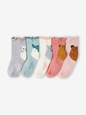 Fille-Lot de 5 paires de chaussettes à pois fille