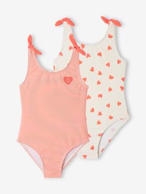 Girls-Swimwear-Set of 2 Hearts Swimsuits for Girls