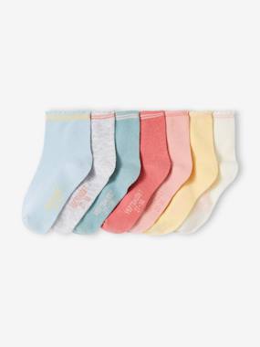 Fille-Lot de 7 paires de mi-chaussettes fille BASICS