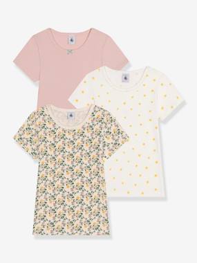 Girls-Tops-Pack of 3 Short Sleeve T-Shirts by PETIT BATEAU