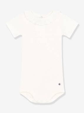 Baby-Bodysuits-Short Sleeve Bodysuit with Collar, by PETIT BATEAU