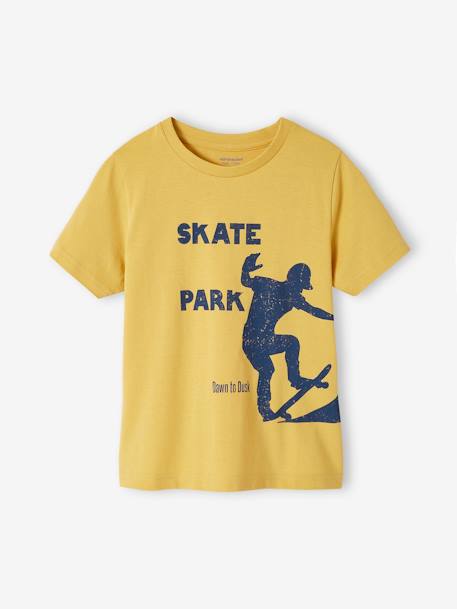 T-Shirt with Message for Boys BLUE MEDIUM SOLID WITH DESIGN+mint green+night blue+royal blue+sage green+white+yellow - vertbaudet enfant 