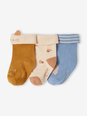 Bébé-Chaussettes, Collants-Lot de 3 paires de chaussettes "animaux" bébé