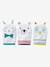 Pack of 3 Bath Gloves, Animals WHITE LIGHT SOLID WITH DESIGN - vertbaudet enfant 
