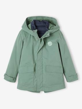 Garçon-Manteau, veste-Parka 3 en 1 mi-saison garçon avec doudoune sans manches amovible