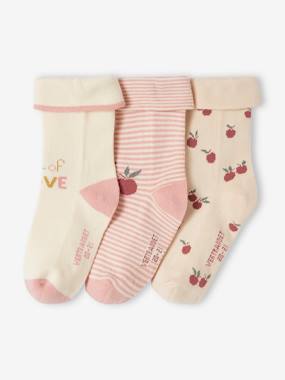Baby-Socks & Tights-Pack of 3 Pairs of "Cherries" Socks for Baby Girls