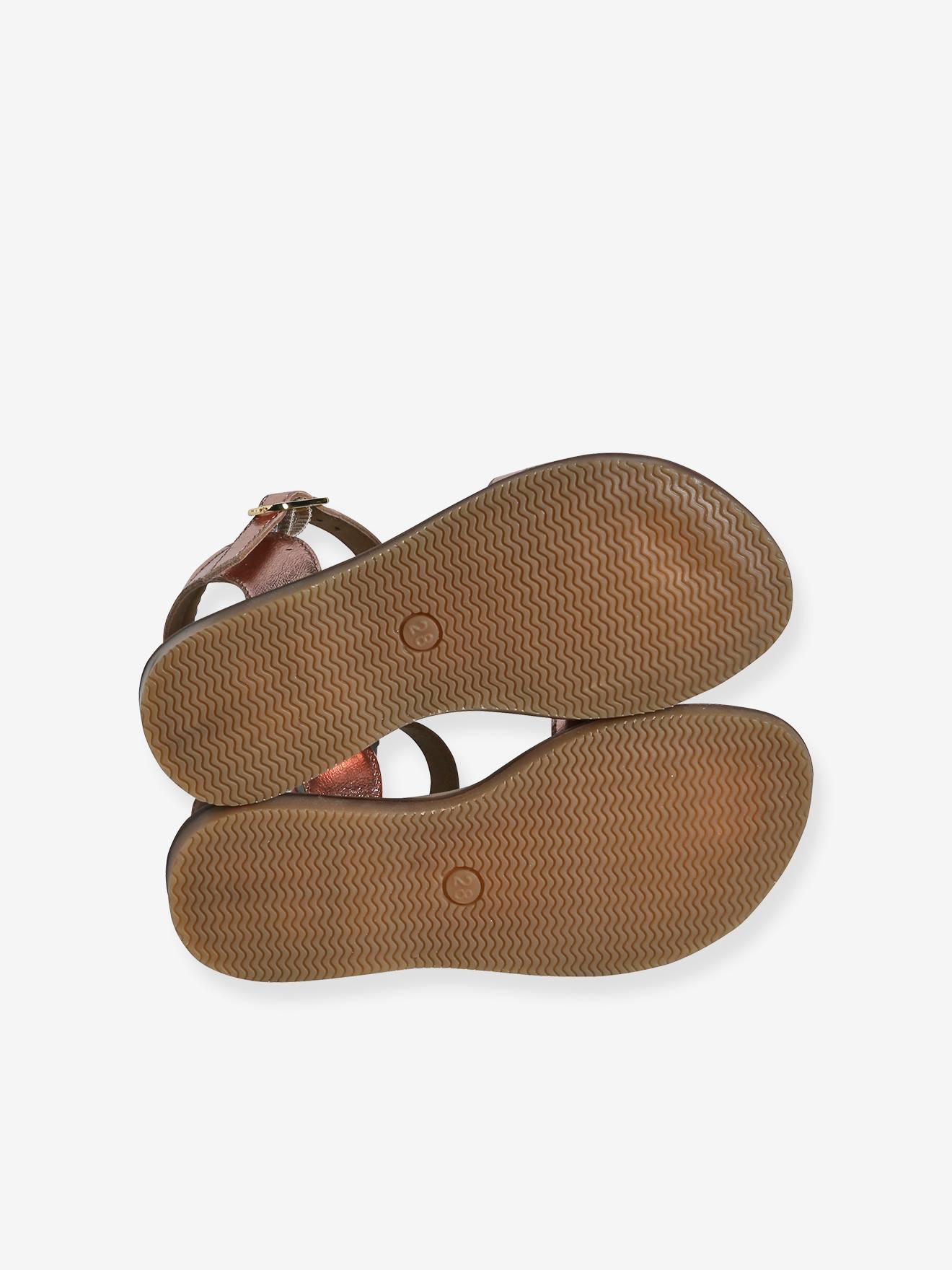 Sandales Fermées Cuir Enfant Vertbaudet - Multi-brides Réglables - Semelle Antidérapante - Repérage Pieds Ludique