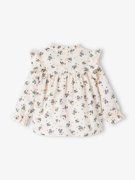 Ruffled Blouse for Babies ecru+grey green - vertbaudet enfant 